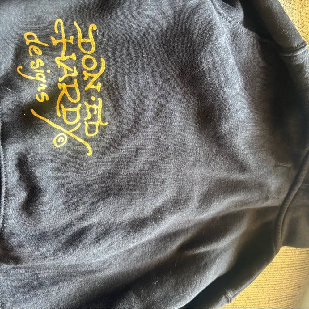 Ed Hardy Black and Gold multicolor cropped hoodie